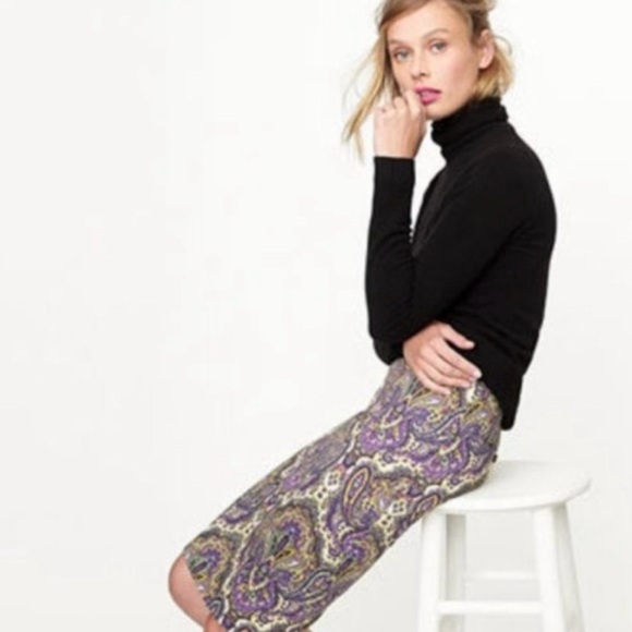 J. Crew No. 2 Pencil Skirt Paisley Print Size 6 - Picture 1 of 14